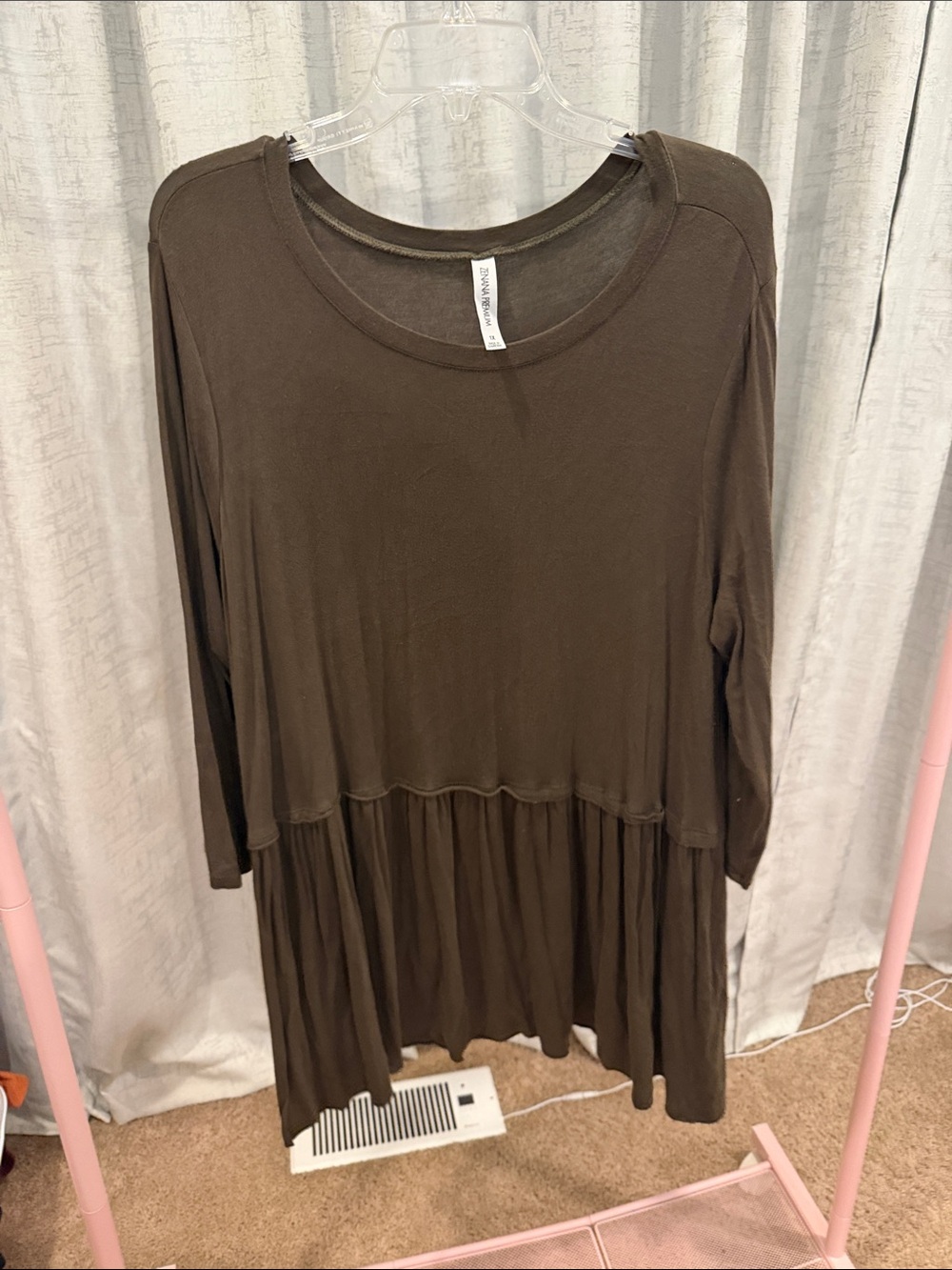 Flowy Long-Sleeve Tunic Top - Brown